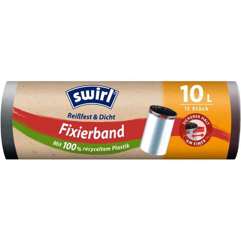Swirl 10 l Fixierband-Müllbeutel Reißfest & Dicht