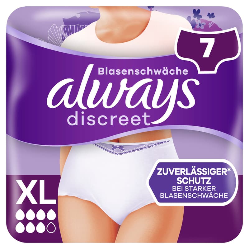 Always Discreet Incontinence Pants For Women, XL, 7 pieces