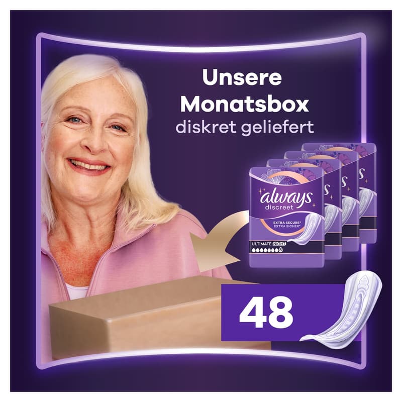 Always Discreet Incontinence Pads For Women Ultimate Night 20 pieces