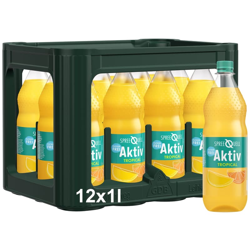 Spreequell Aktiv Tropical zuckerfrei 12x1l PET (MEHRWEG)