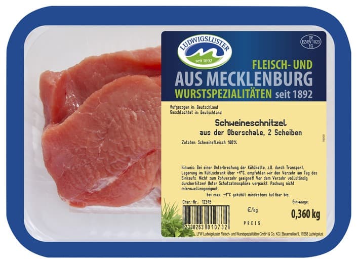 Ludwgisluster Schweine-Schnitzel aus der Oberschale