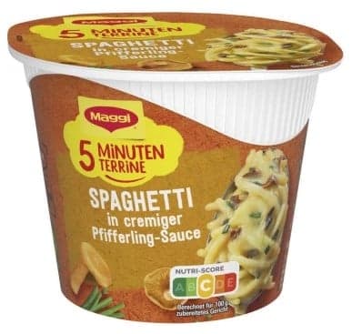MAGGI 5 Minuten Terrine Spaghetti in cremiger Pfifferling-Sauce