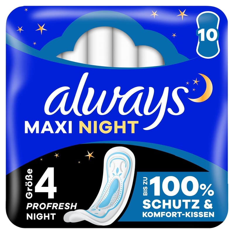 Always Maxi Profresh Night Damenbinden (Gr. 4) Ohne Flügel