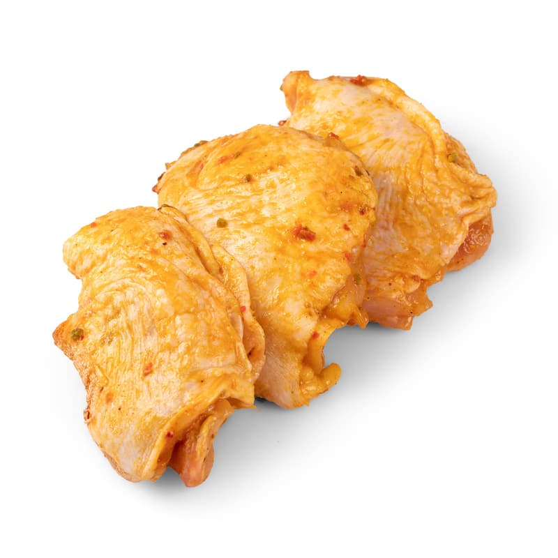 Traditionsgeflügel Hähnchen Keulensteak mariniert Curry