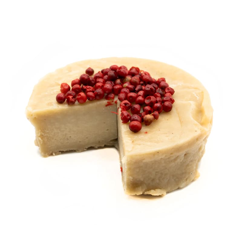 Jane's Cheeze Mont Brequin mit Trüffelöl und rosa Pfefferbeeren VEGAN