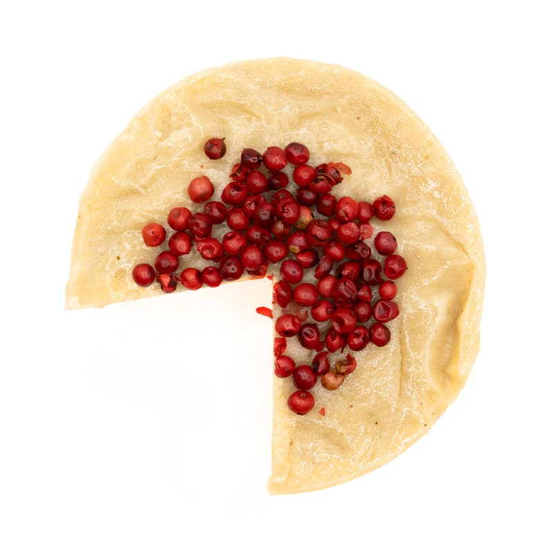 Jane's Cheeze Mont Brequin mit Trüffelöl und rosa Pfefferbeeren VEGAN