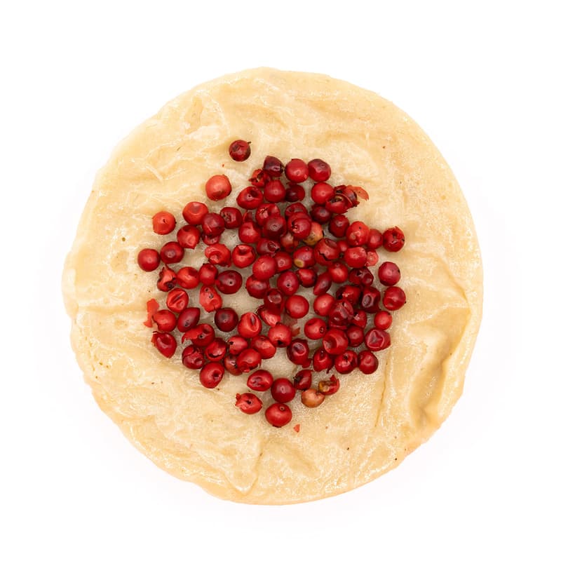 Jane's Cheeze Mont Brequin mit Trüffelöl und rosa Pfefferbeeren VEGAN