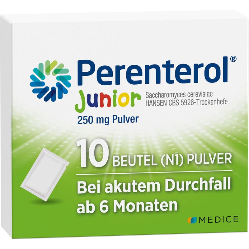 PERENTEROL Junior 250 mg powder bag.