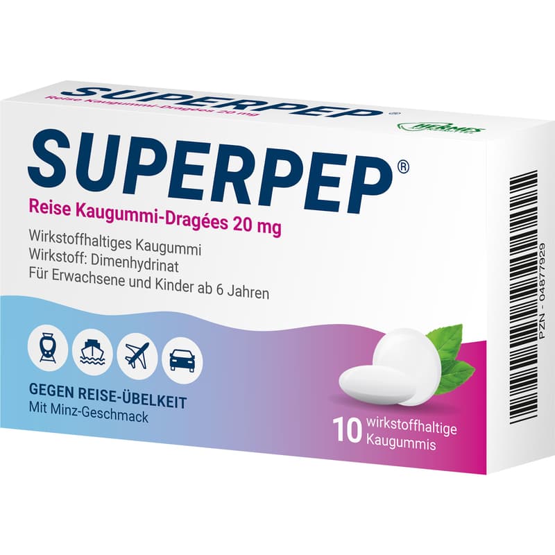 SUPERPEP Reise Kaugummi Dragees 20 mg
