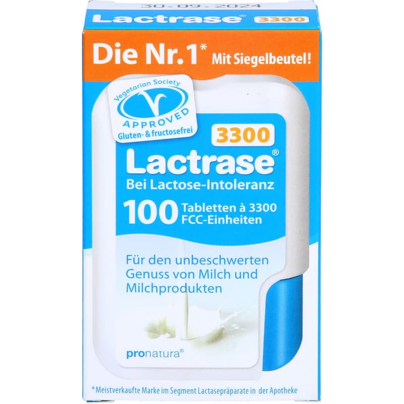 LACTRASE 3,300 FCC tablets in a click dispenser
