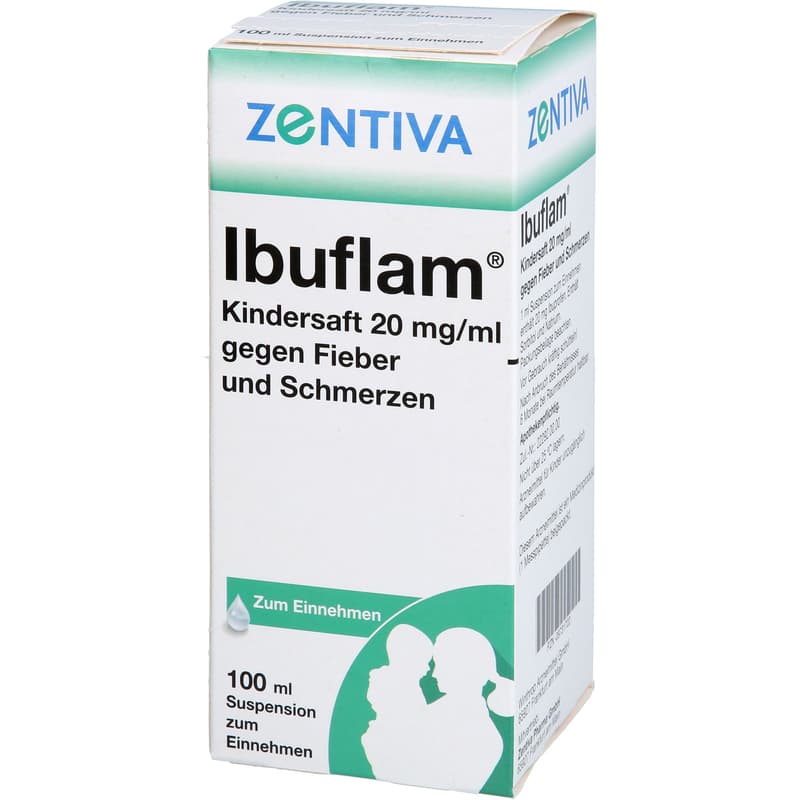 IBUFLAM children's syrup 20mg/ml for fever and pain.