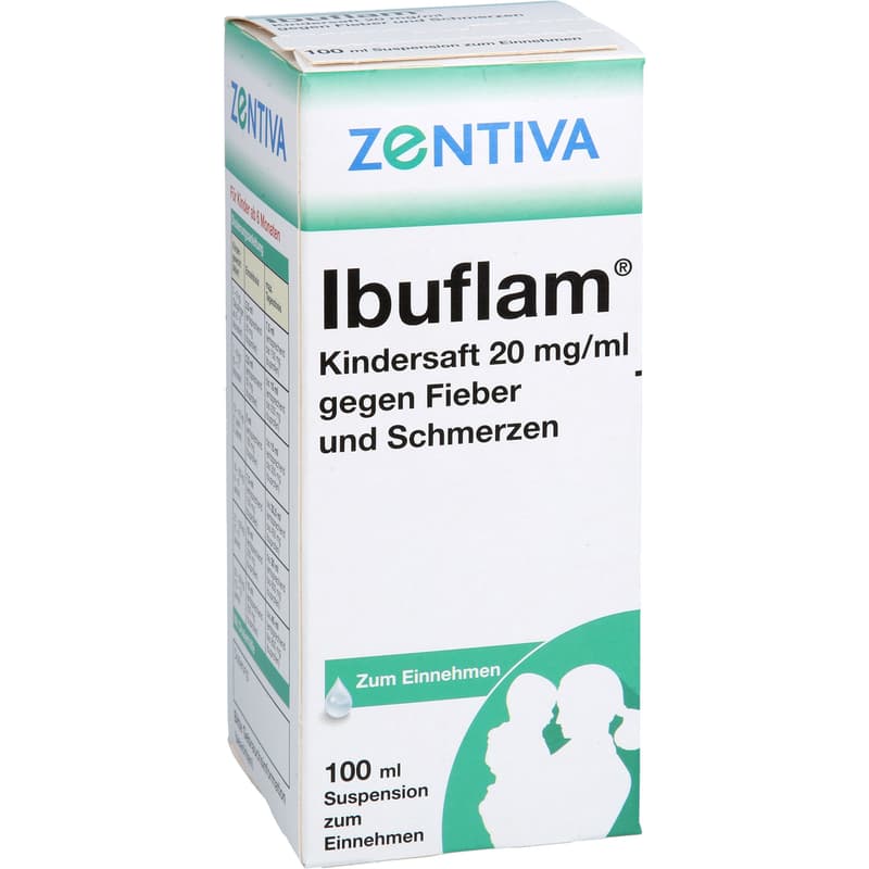 IBUFLAM children's syrup 20mg/ml for fever and pain.