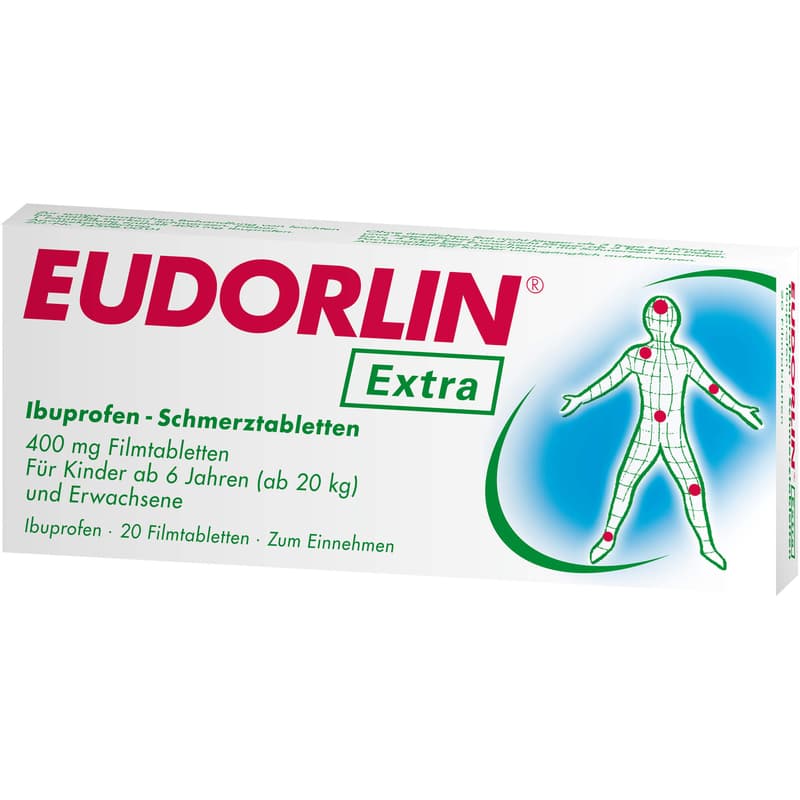 EUDORLIN extra Ibuprofen pain tablets.