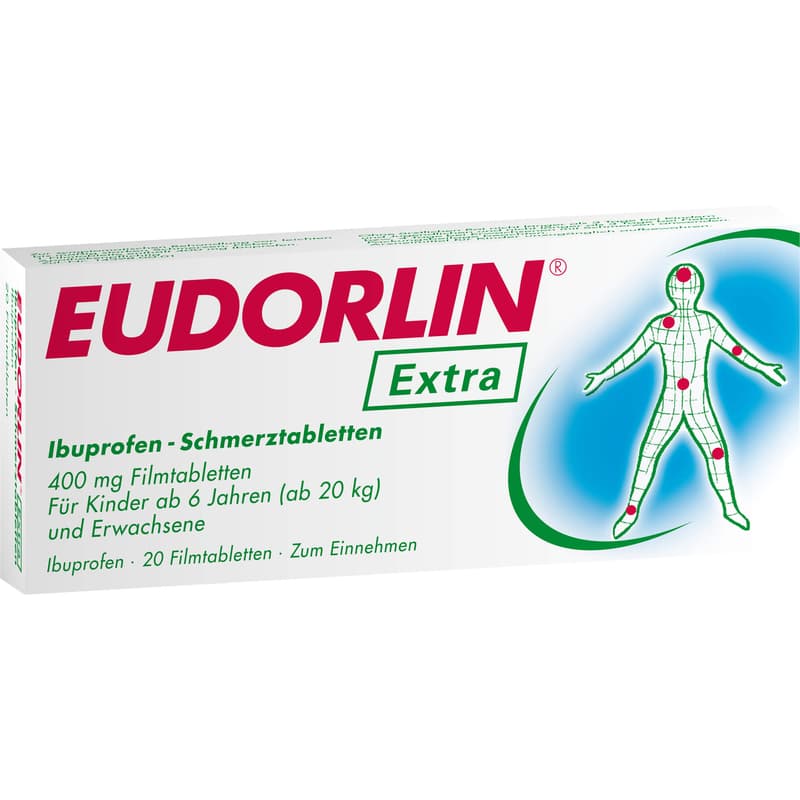 EUDORLIN extra Ibuprofen pain tablets.