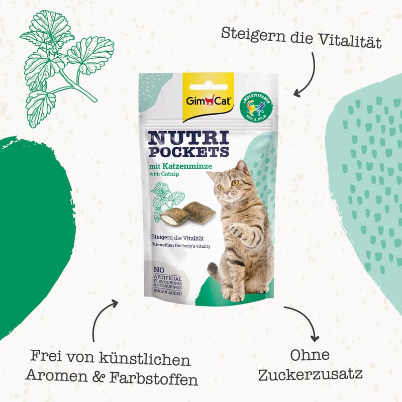 GimCat Nutri Pockets Multi-Vitamin & Catnip 60 g