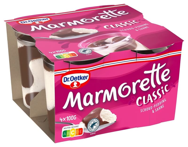 Dr. Oetker Marmorette Schoko Pudding mit Sahne