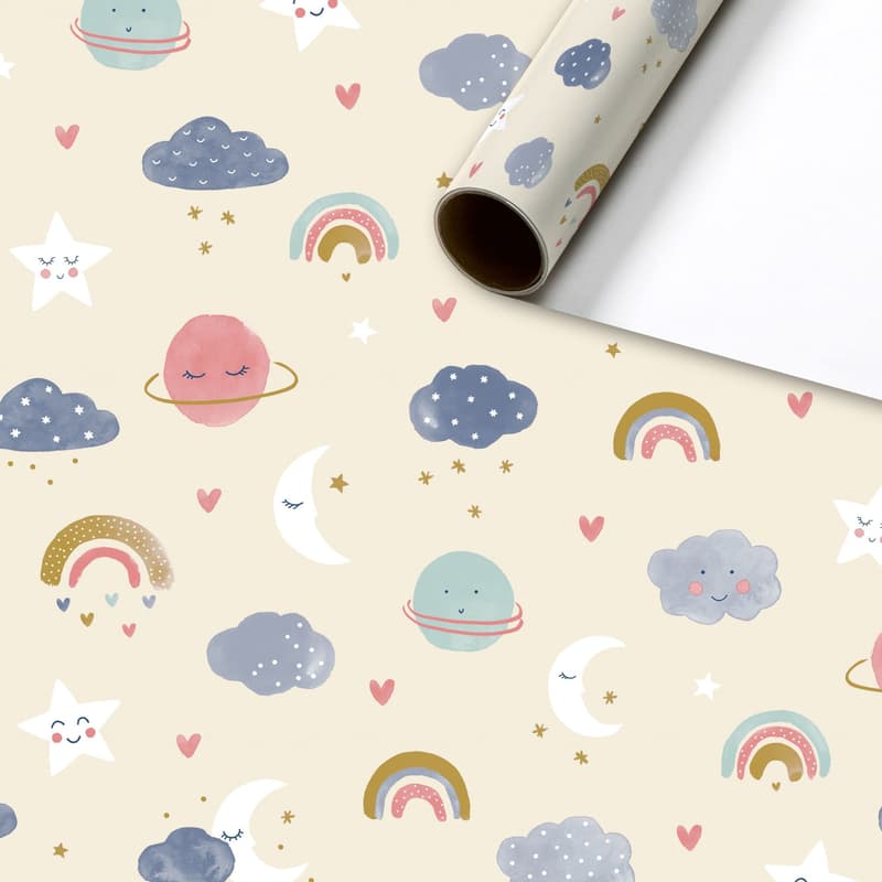 Geschenkpapier Rolle Motiv, beige 70x200cm