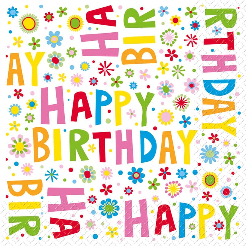 Servietten 25x25cm "Happy Birthday", 3lg.