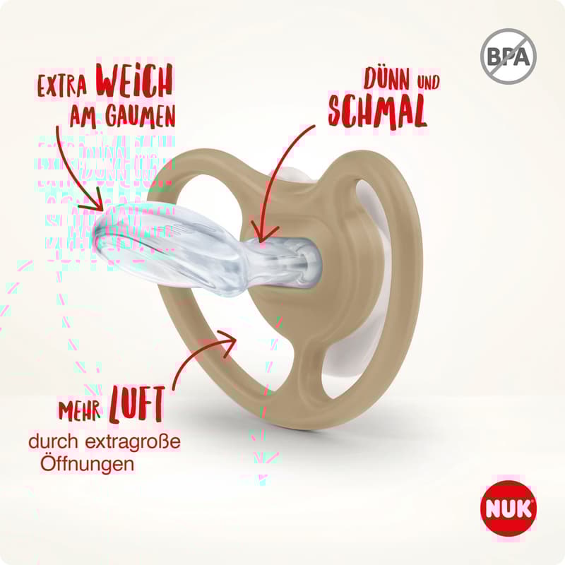 NUK Space Night Silikon-Schnuller 6-18 Monate, 2 Stück, blau & mint