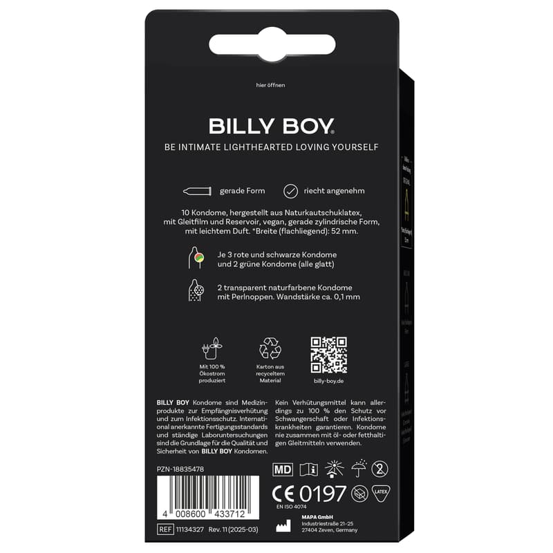 BILLY BOY Kondome Bunte Vielfalt 10er, 52 mm