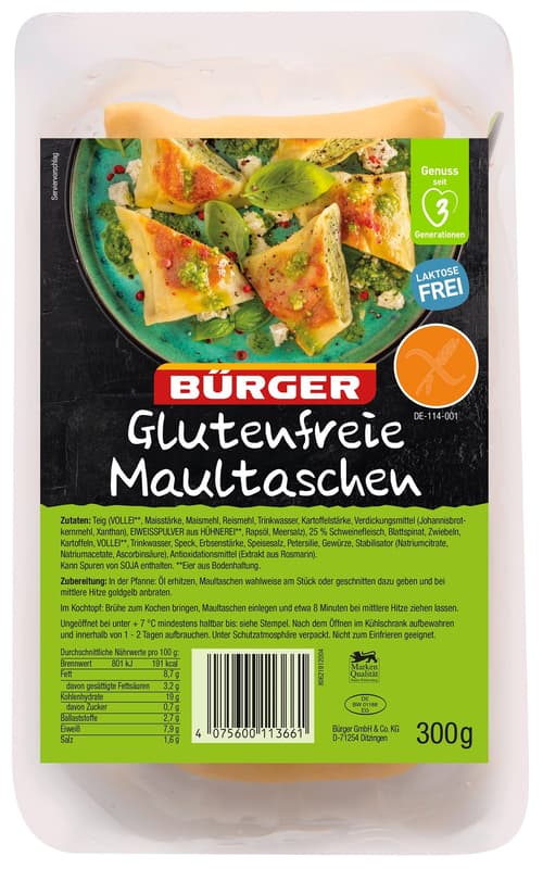 Bürger Glutenfreie Maultaschen