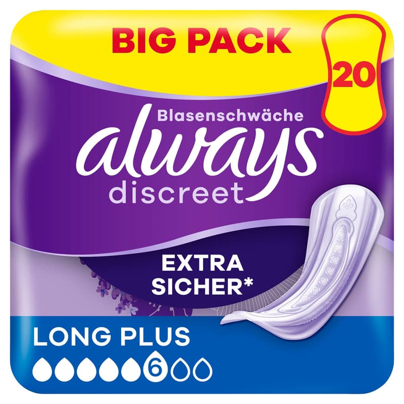 Always Discreet Inkontinenzeinlagen Für Frauen Long Plus 20 Stück