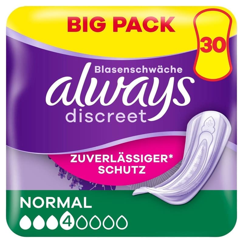 Always Discreet Inkontinenzeinlagen Für Frauen Normal 30 Stück