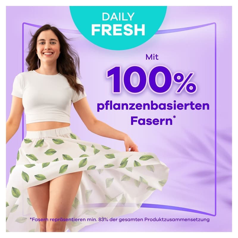 Always Daily Fresh Slipeinlagen Normal, mit 100 % pflanzenbasierten Fasern, 42 Stück, ohne Duft