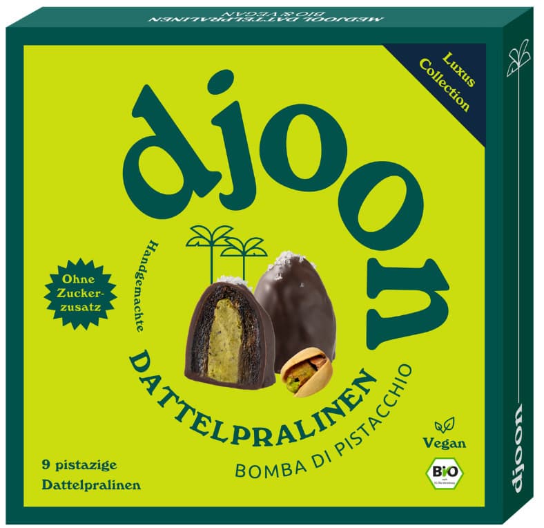djoon BIO vegane Dattelpralinen Bomba di Pistacchio