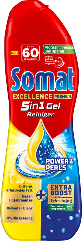 Somat Excellence Spülmaschinen-Reiniger Excellence 5in1 Gel Power & Perls 60 Spülgänge