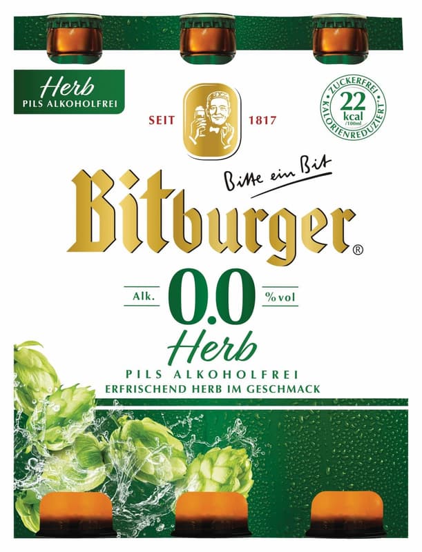 Bitburger 0,0% Herb 6x0,33 l (MEHRWEG)