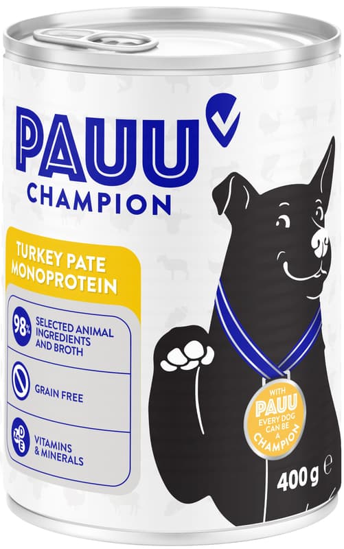 Pauu Champion Monoproteinpastete für Hunde Truthahn