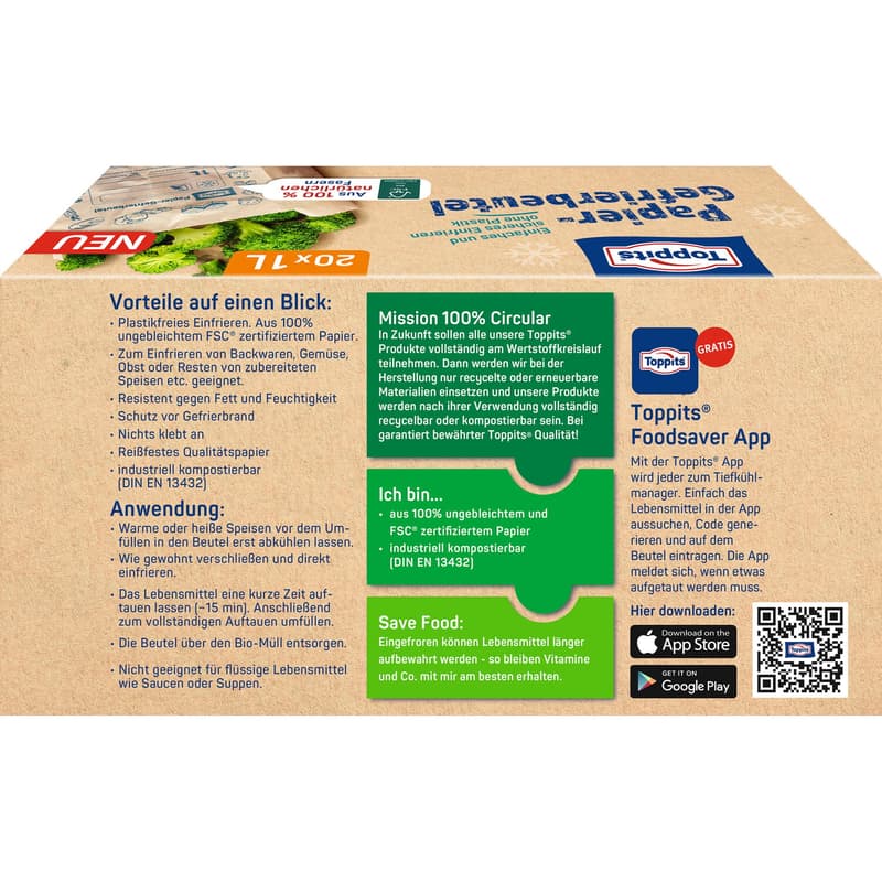 Toppits® paper freezer bags