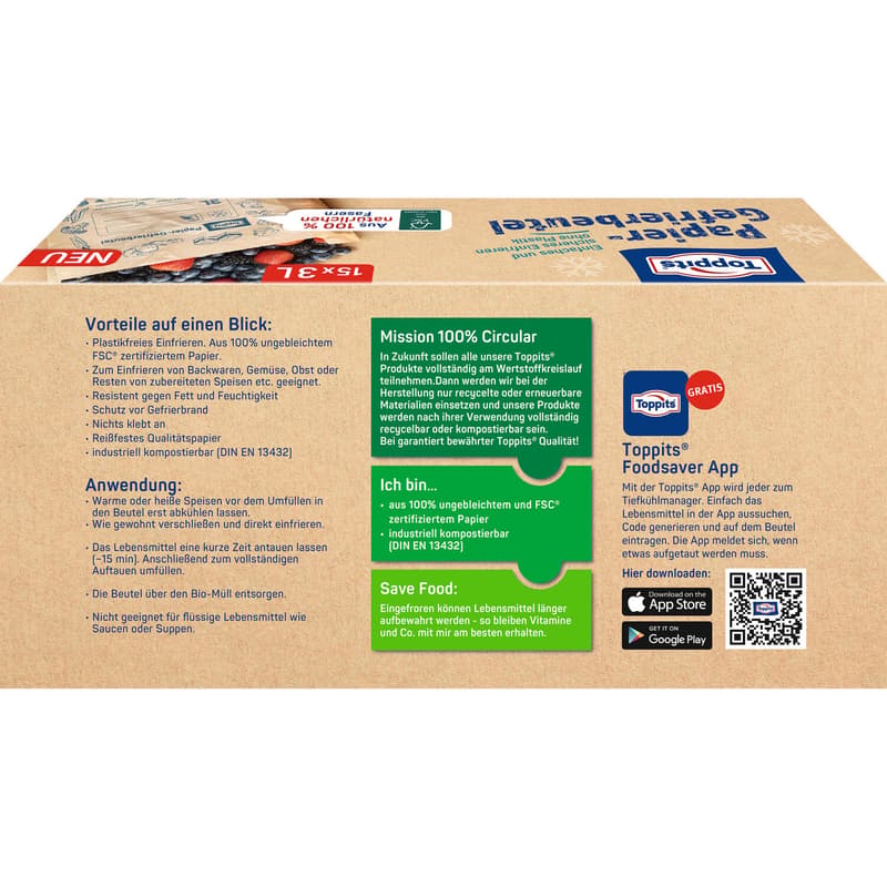 Toppits® paper freezer bags