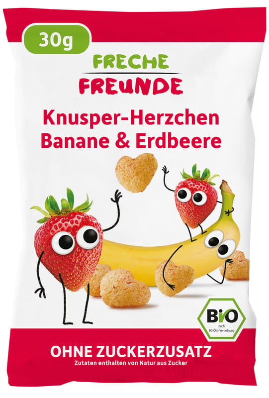 Freche Freunde Organic Crunchy Heart Banana & Strawberry