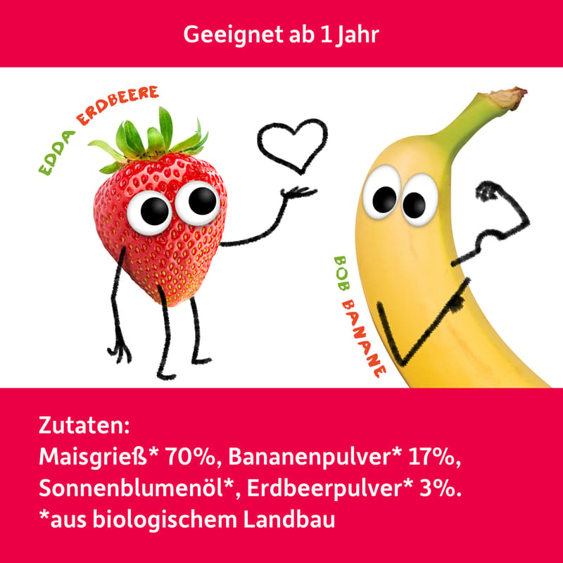 Freche Freunde Organic Crunchy Heart Banana & Strawberry