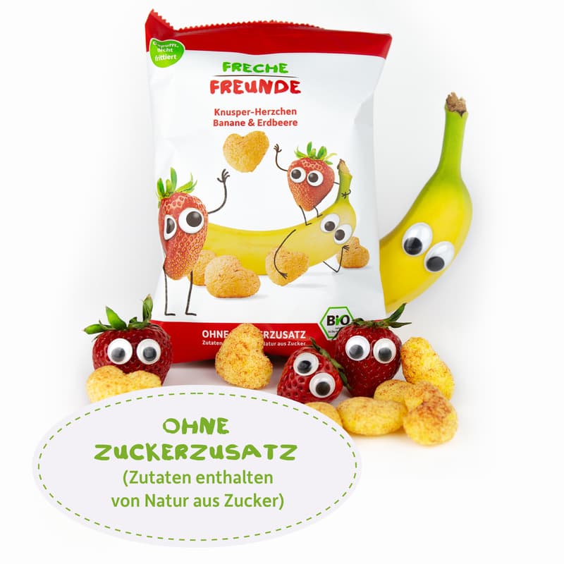 Freche Freunde Organic Crunchy Heart Banana & Strawberry