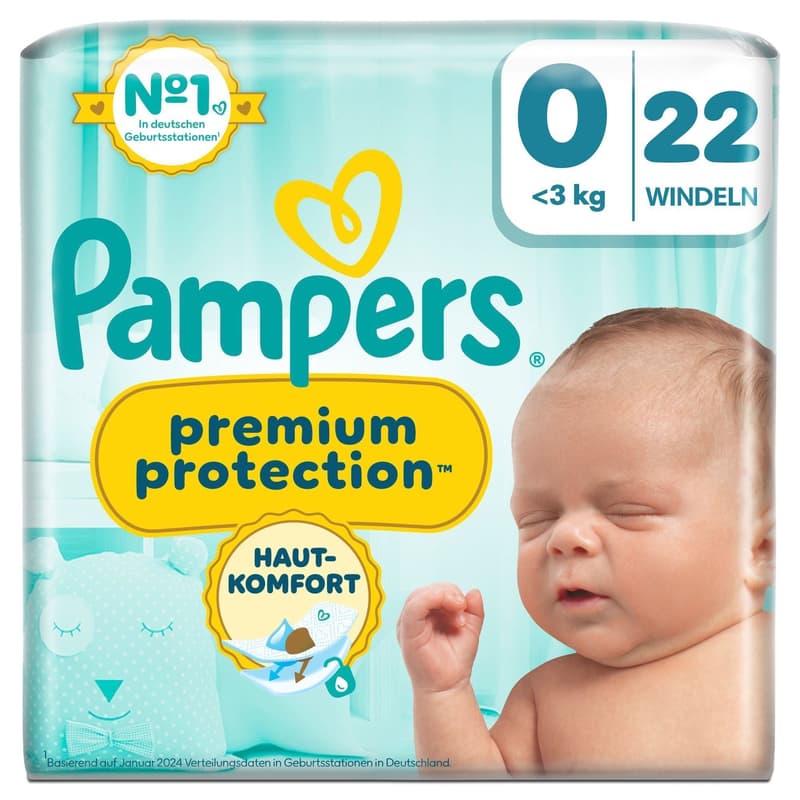 Pampers Premium Protection Windeln Gr.0, Single Pack, <3kg