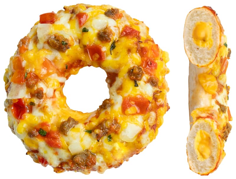 Gefüllter Pizza-Donut Cheeseburger Style