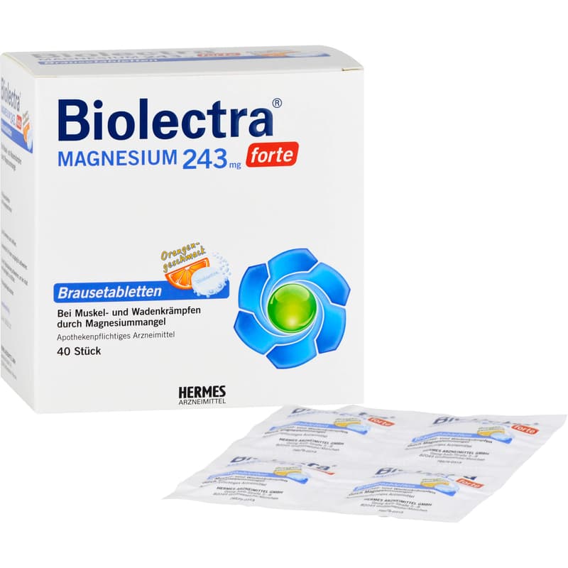 BIOLECTRA Magnesium 243 mg forte Orange effervescent tablet.