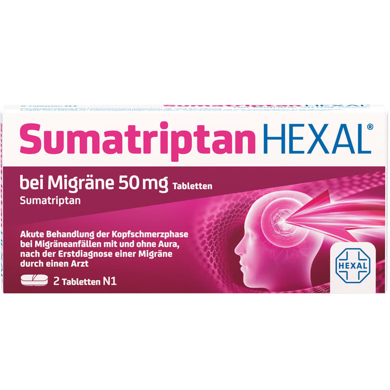 SUMATRIPTAN HEXAL bei Migräne 50 mg Tabletten