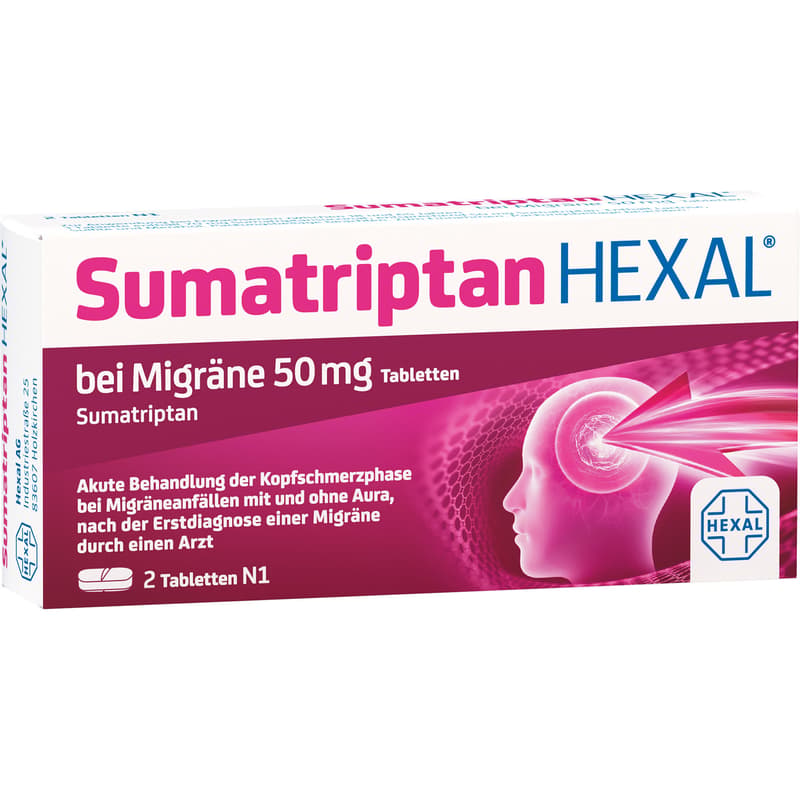 SUMATRIPTAN HEXAL bei Migräne 50 mg Tabletten