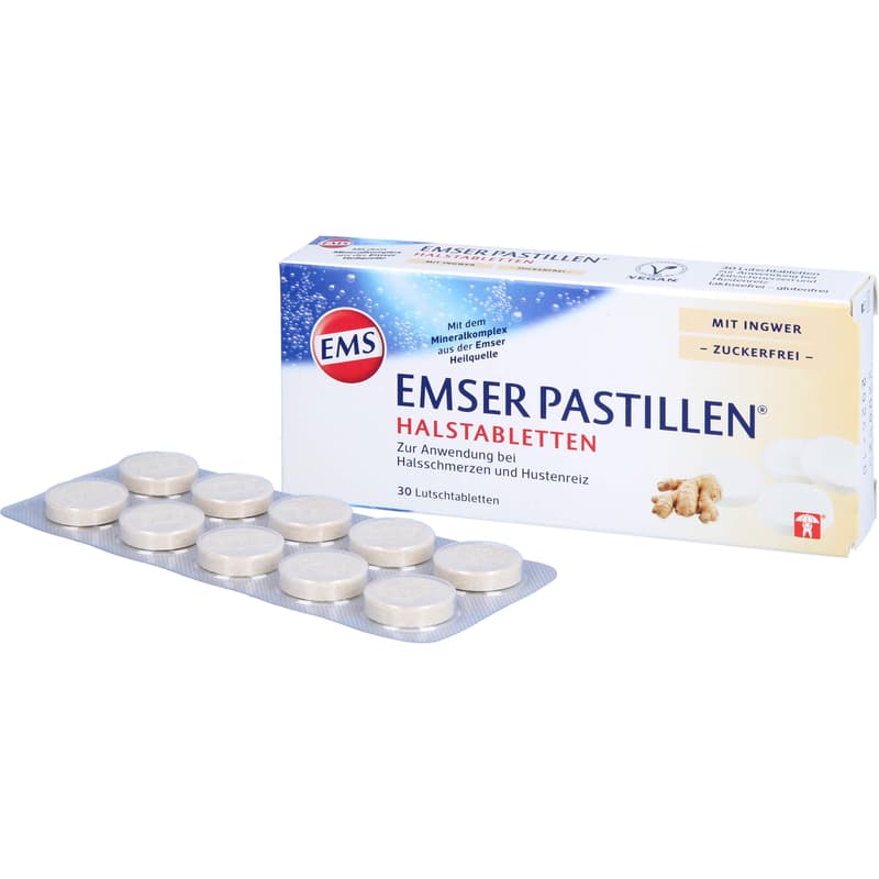 EMSER Pastilles throat lozenges with ginger sugar-free