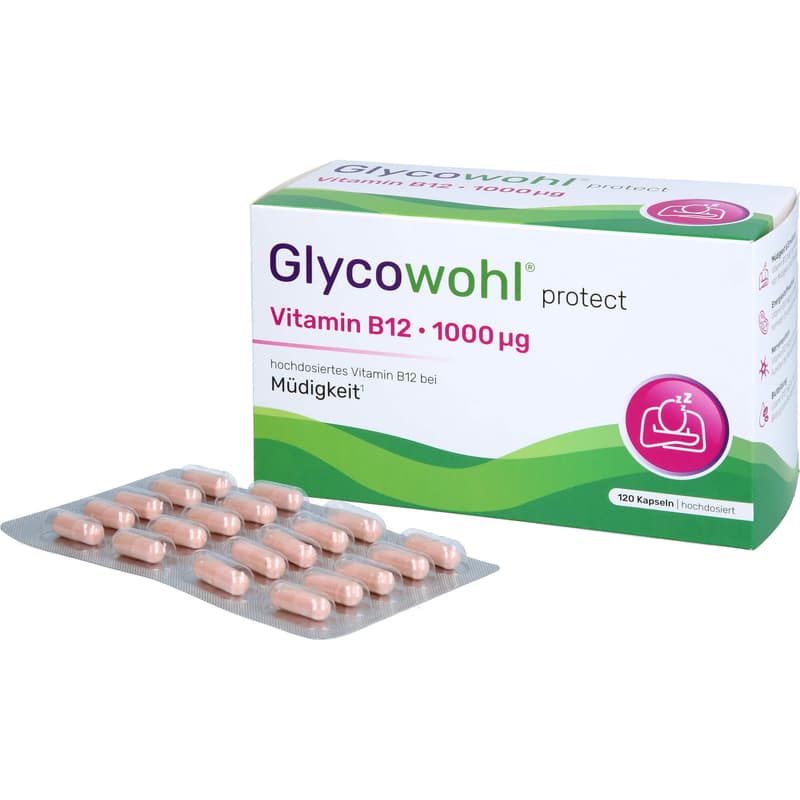 GLYCOWOHL Vitamin B12 1000 μg high-dose vegan capsules.