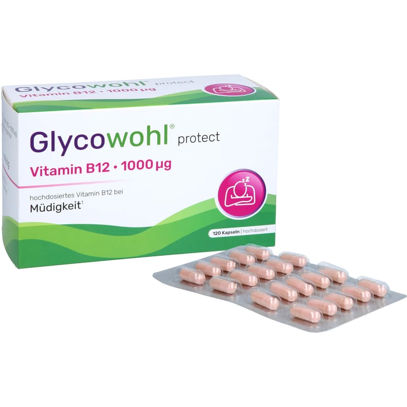 GLYCOWOHL Vitamin B12 1000 μg high-dose vegan capsules.
