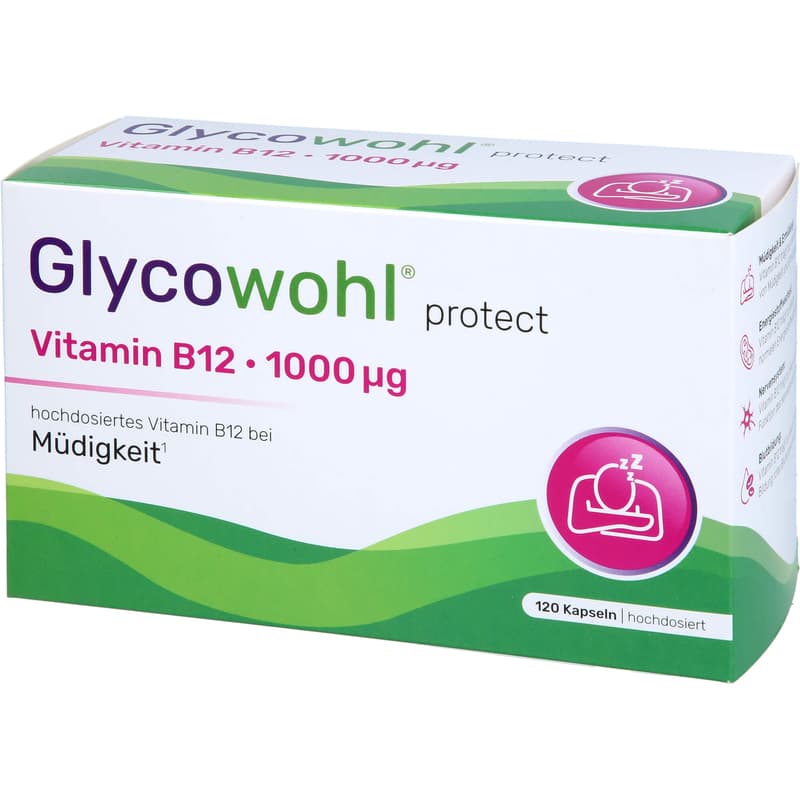 GLYCOWOHL Vitamin B12 1000 μg high-dose vegan capsules.