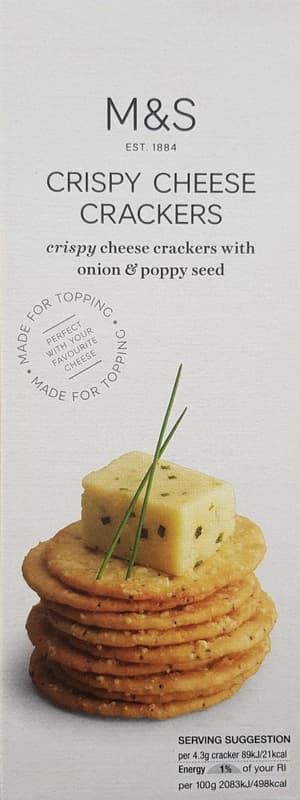 Marks & Spencer Crispy cheese crackers with onions and poppy seeds