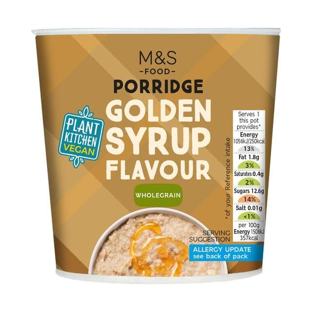Marks & Spencer instant porridge with golden syrup