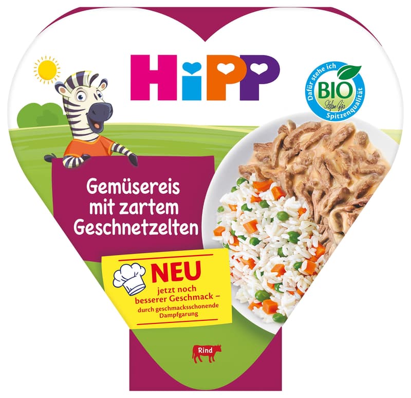 HiPP Bio Menüs Gemüsereis mit zartem Geschnetzelten