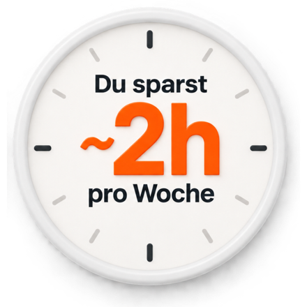 Du sparst ~2 Std. pro Woche